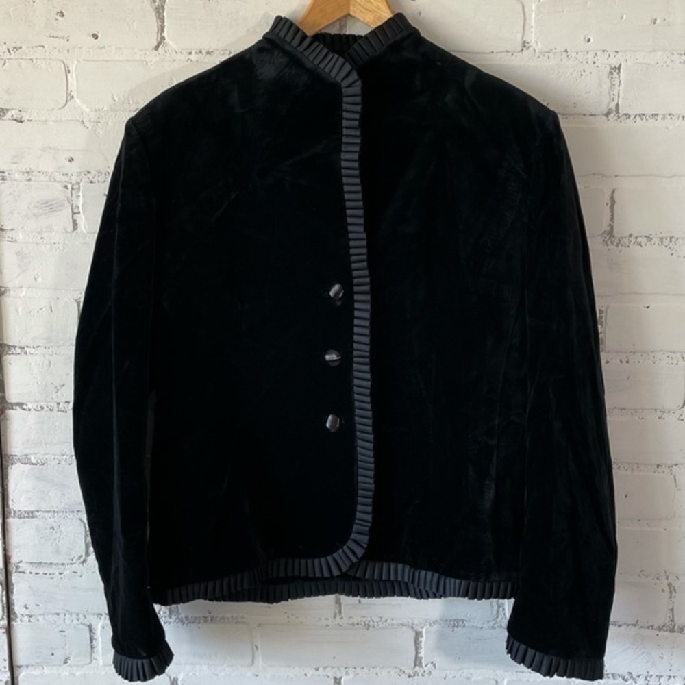 Black Velvet Jacket Blazer Vintage Lilli Ann Sz 16 Union Made Coat